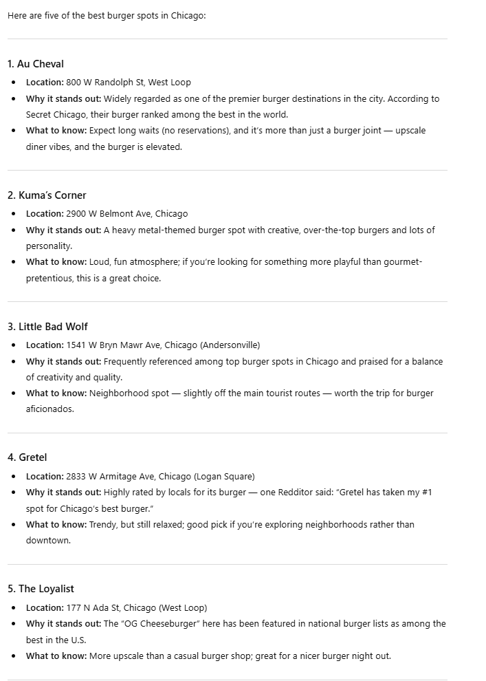 ChatGPT's direct response to the simple prompt