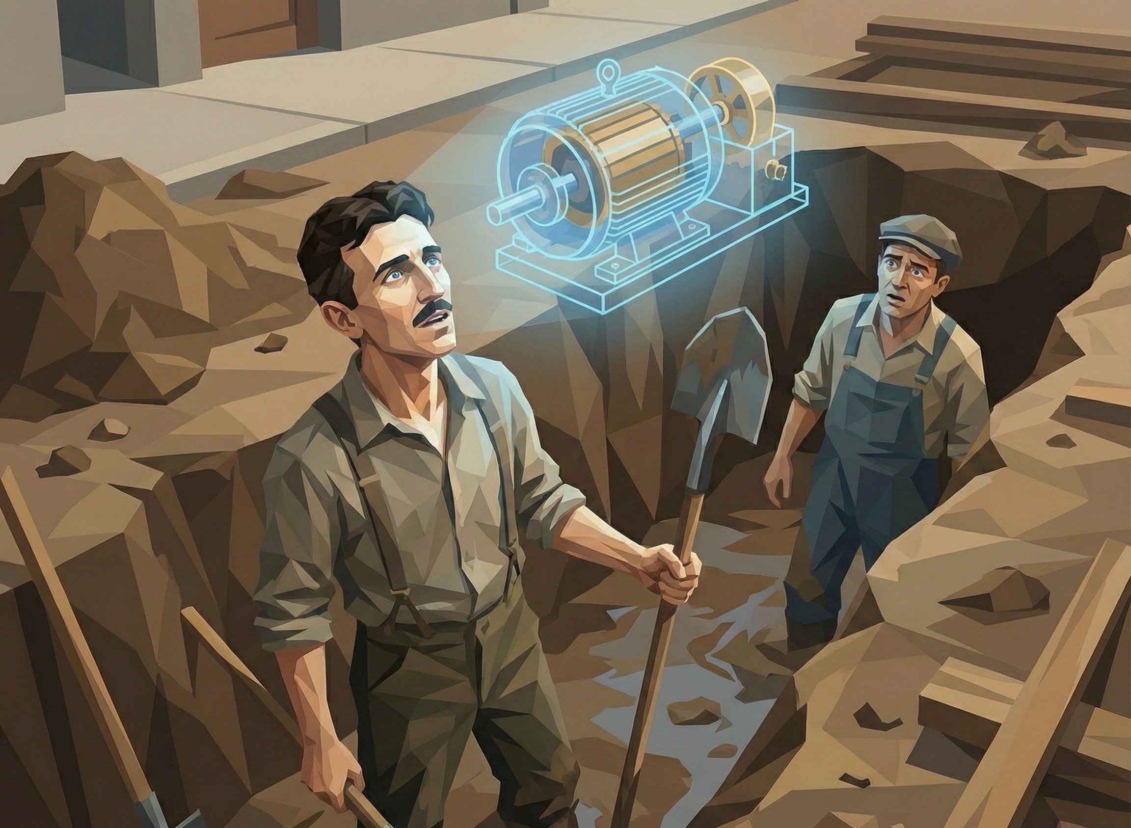 特斯拉在沟渠中看到交流电电机设计浮现